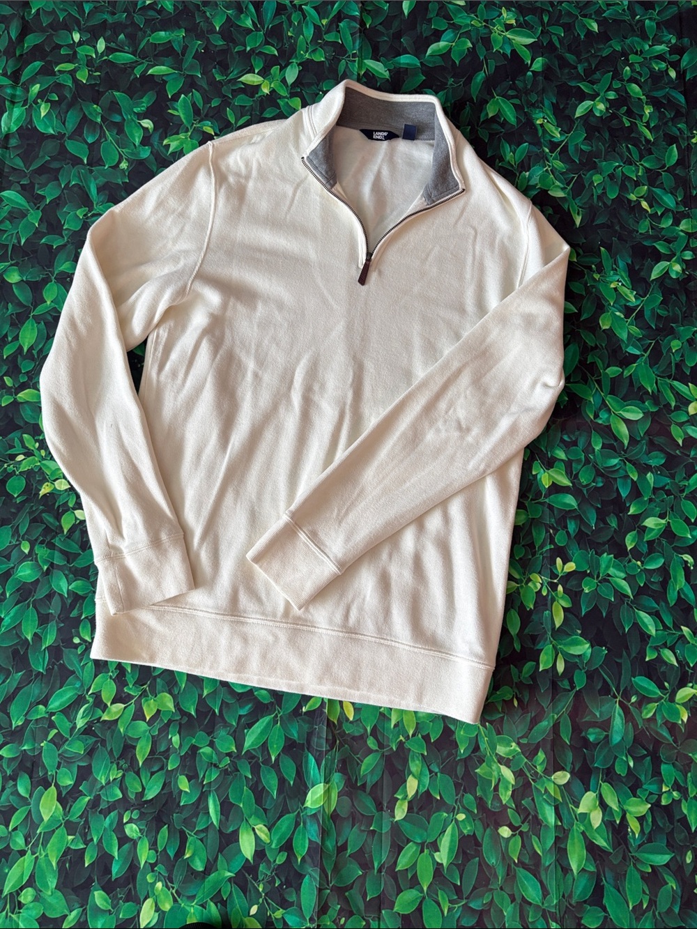 Lands' End Men's Cream Half-Zip Pullover Sweater